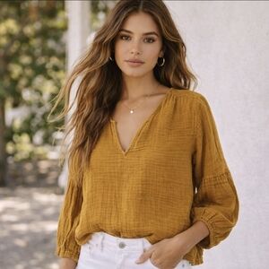 Madewell Mustard Yellow Blouse